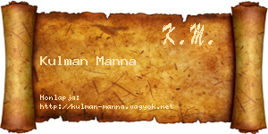 Kulman Manna névjegykártya
